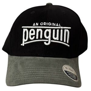 MENS ORIGINAL PENGUIN Black/Green Corduroy SNAPBACK‎ ADJUSTABLE HAT CAP ONE SIZE